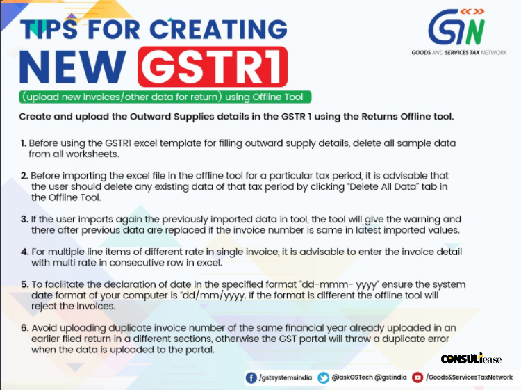 Tips on offline utility for GSTR 1