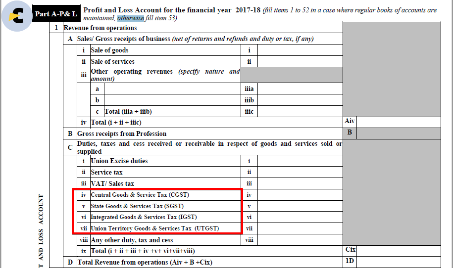 gst in itr 3