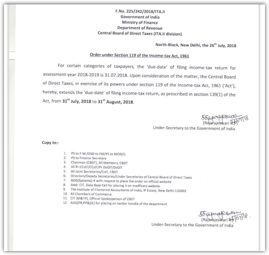 itr date extended