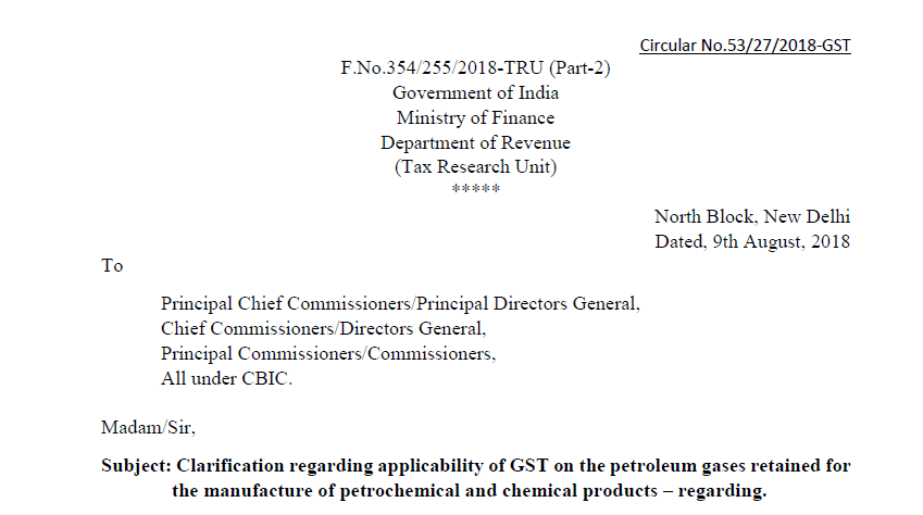 Circular No.53/27/2018-GST