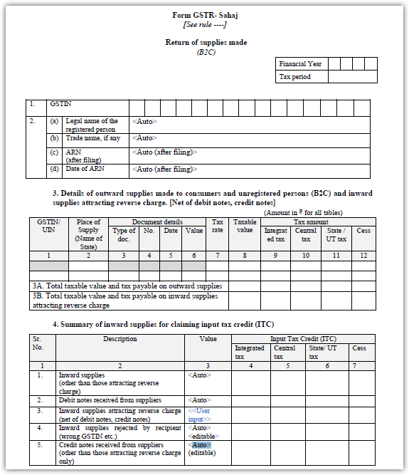 GSTR Sahaj first page