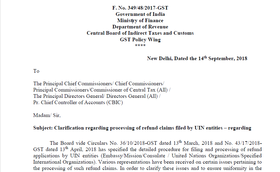 Circular No. 63/37/2018 - GST