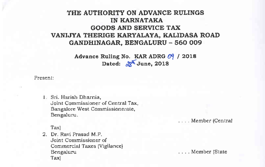 GST AAR of M/s. UNITED BREWARIES