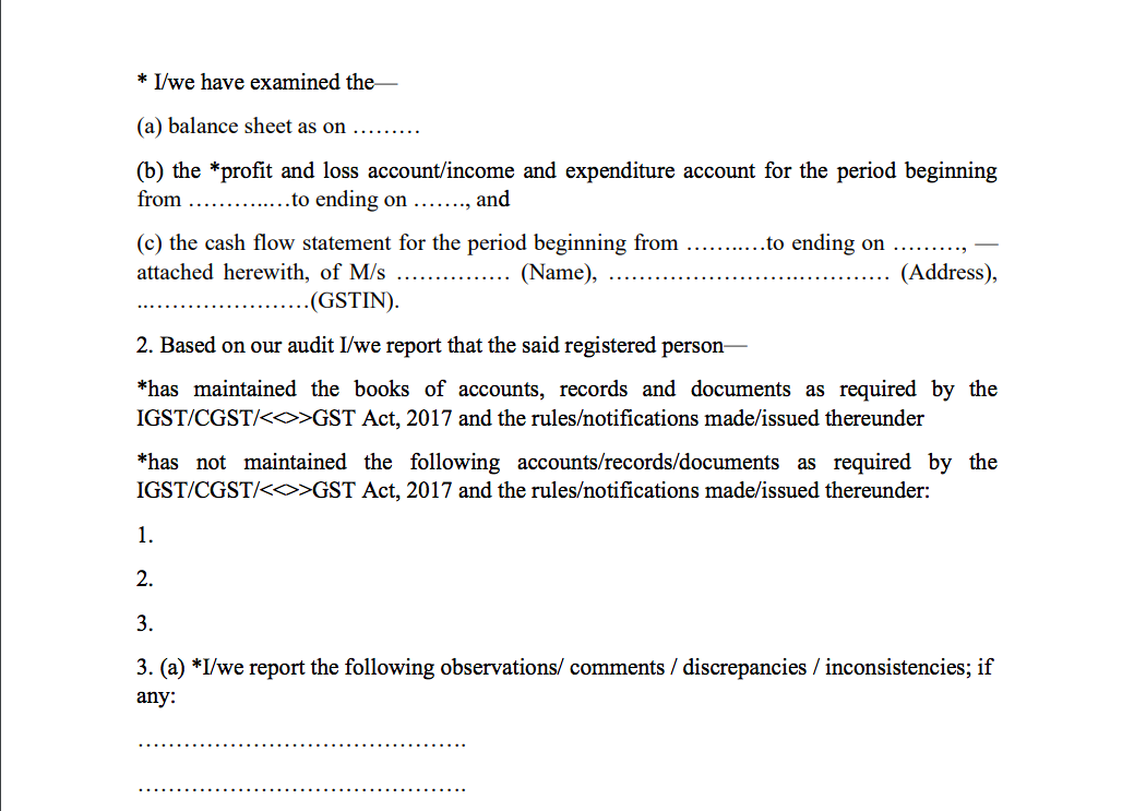 GST Audit certificate 1