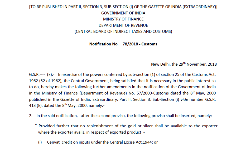 Notification No. 78/2018 - Customs