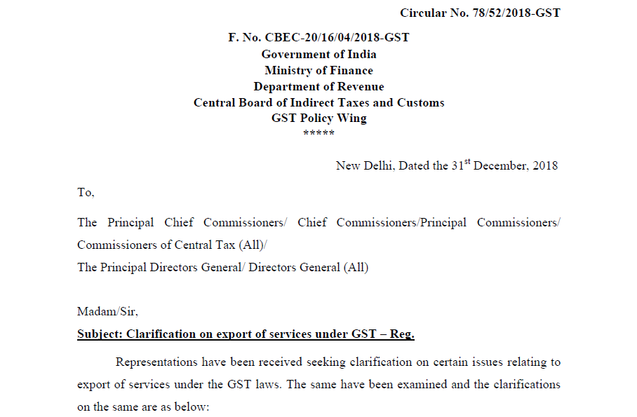 Circular No. 78/52/2018-GST