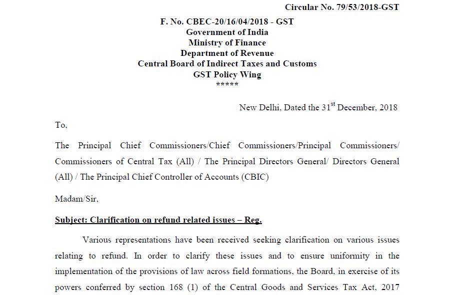 Circular No. 79/53/2018-GST
