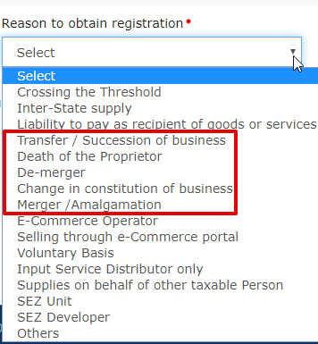 Procedure for transfer of Input tax credit on the death of proprietor