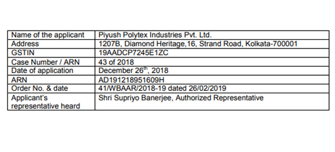 Original copy of GST AAR – Piyush Polytex download pdf