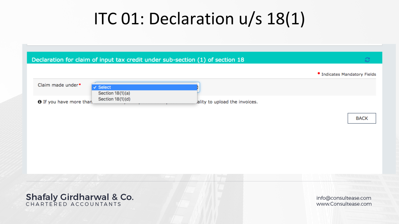 ITC forms in GST