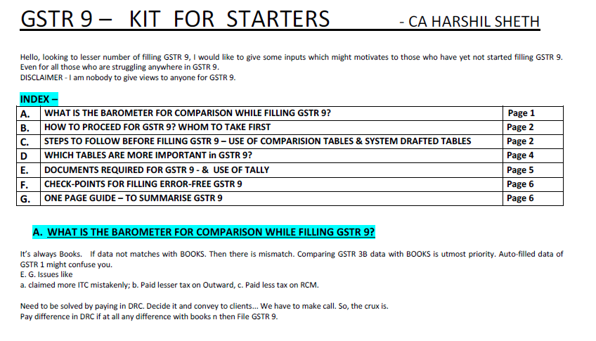 GSTR 9 – Kit for Starters