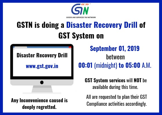 Disaster Recovery Drill of GST system