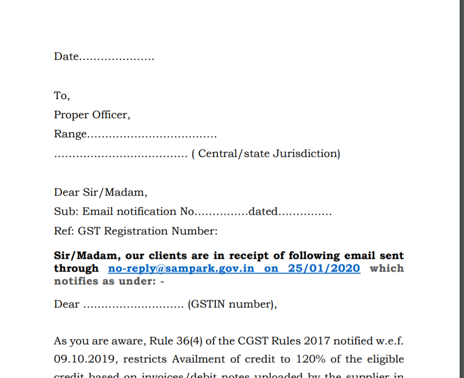 Draft reply on 36(4) notices 