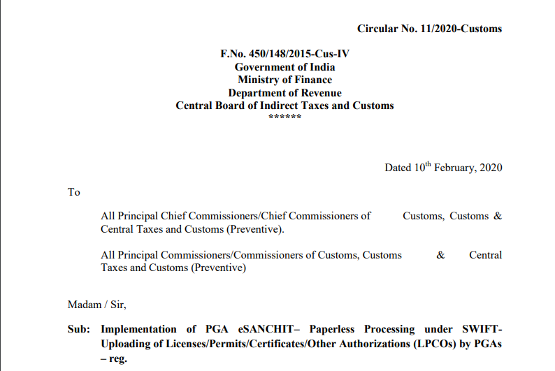 Implementation of PGA eSANCHIT– Paperless Processing