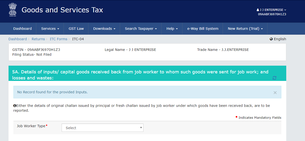 The format of GST ITC-04 amended vide Notification No. 39/2018