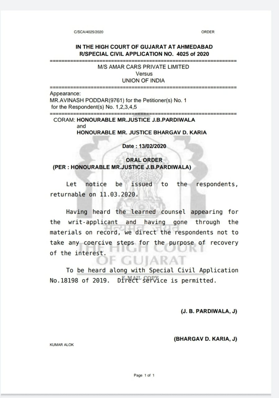 Stay given by the Hon'ble GHC against recovery of interest u/s.50 of the GST Act