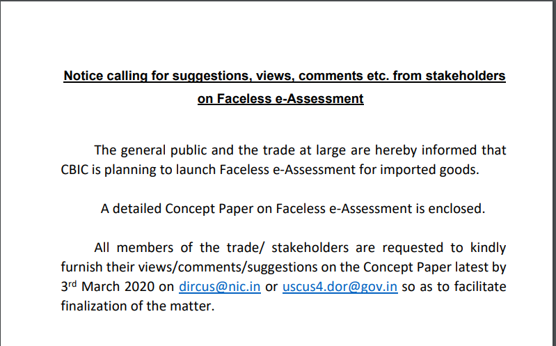 CONCEPT PAPER ON FACELESS E-ASSESSMENT.