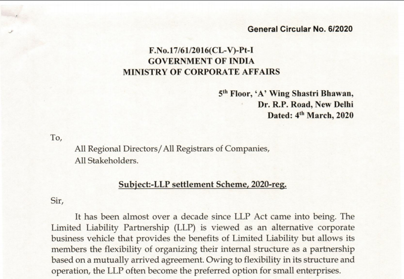 LLP Settlement Scheme, 2020