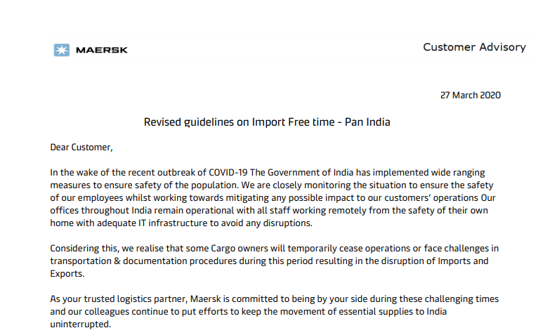 Revised guidelines on Import Free time - Pan India