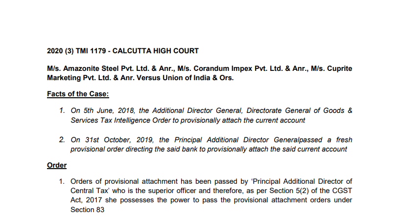 Fresh provisional attachment under GST