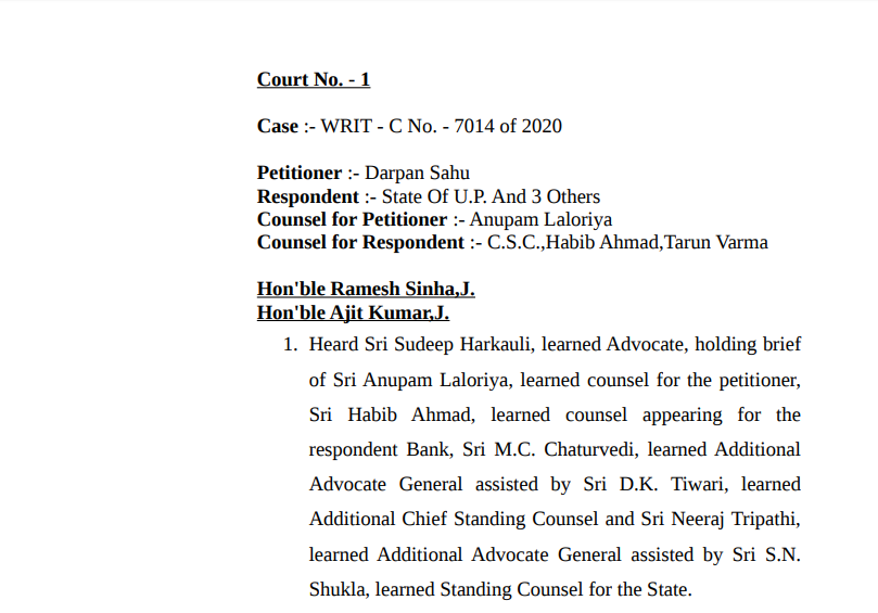 Allahabad High Court stays all recoveries / coercive action of any kind for two weeks to ensure no filing takes places till 6.4.2020