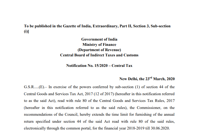 Due date of Annual Return of 2018-19