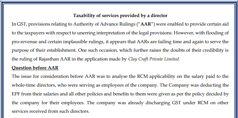 Taxability of Service by Directors