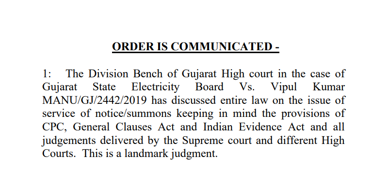 Order is Communicated