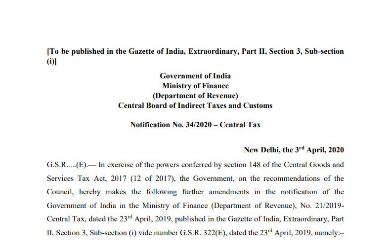 Extend due date of furnishing FORM GST CMP-08 for the quarter ending March 2020 till 07.07.2020 and filing FORM GSTR-4 for FY 2020-21 till 15.07.2020.