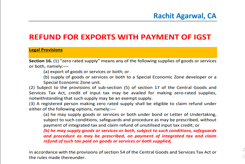 Refund For Exports With Payment of IGST