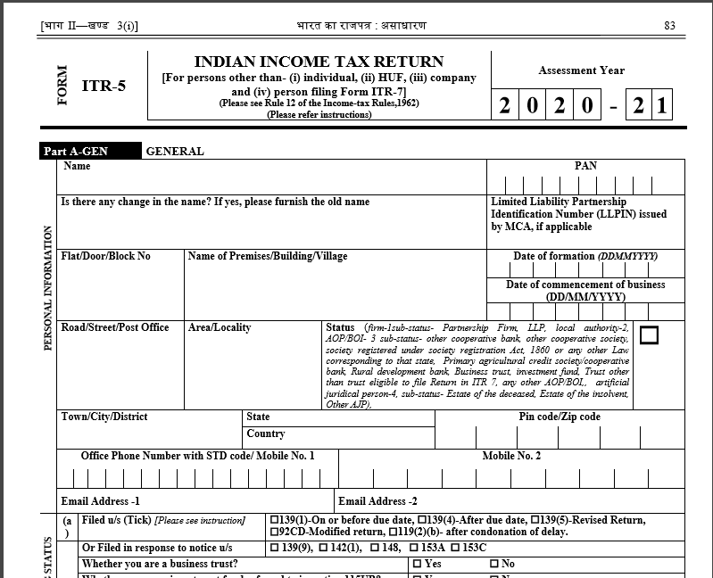 ITR Forms For AY 2020-21 Notified