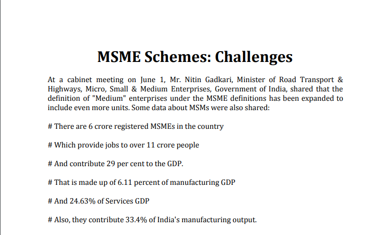 MSME Schemes: Challenges