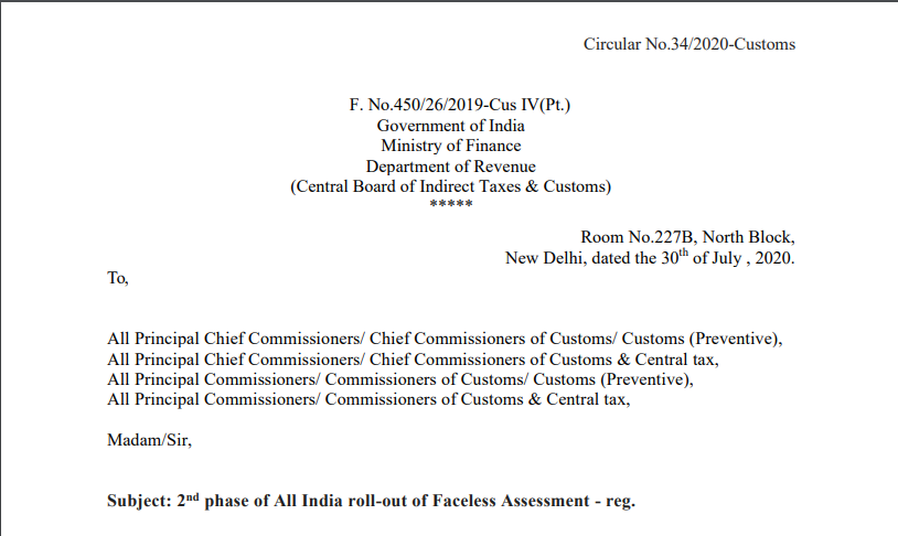 Circular No. 34/2020-Customs.