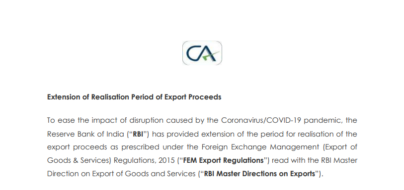 Extension of Realization Period of Export Proceeds