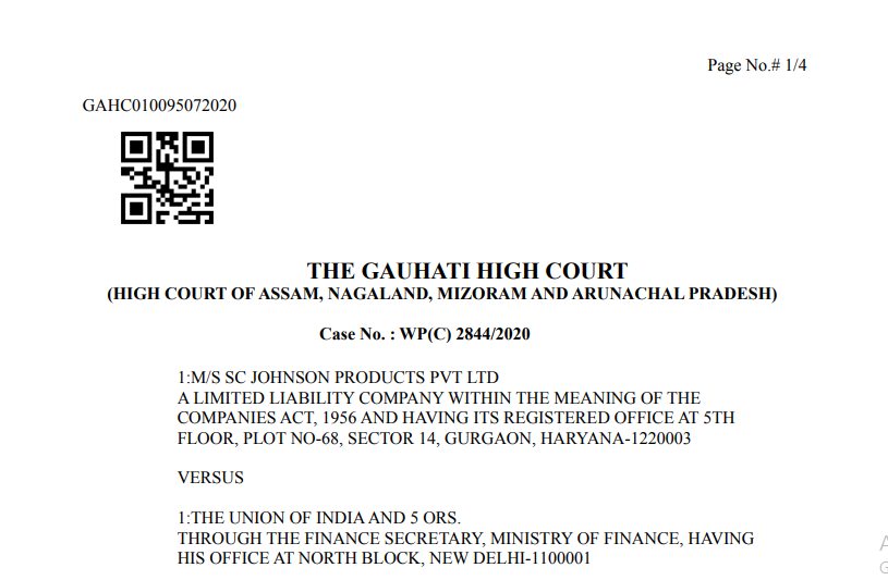 Gauhati HC in the case of M/s SC Johnson Products Pvt Ltd