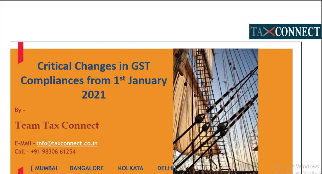 Critical Changes in GST Compliances from 1st January 2021.