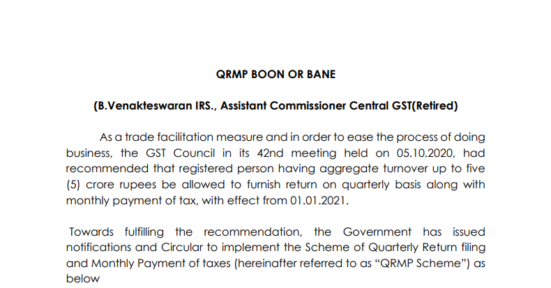 QRMP Boon or Bane