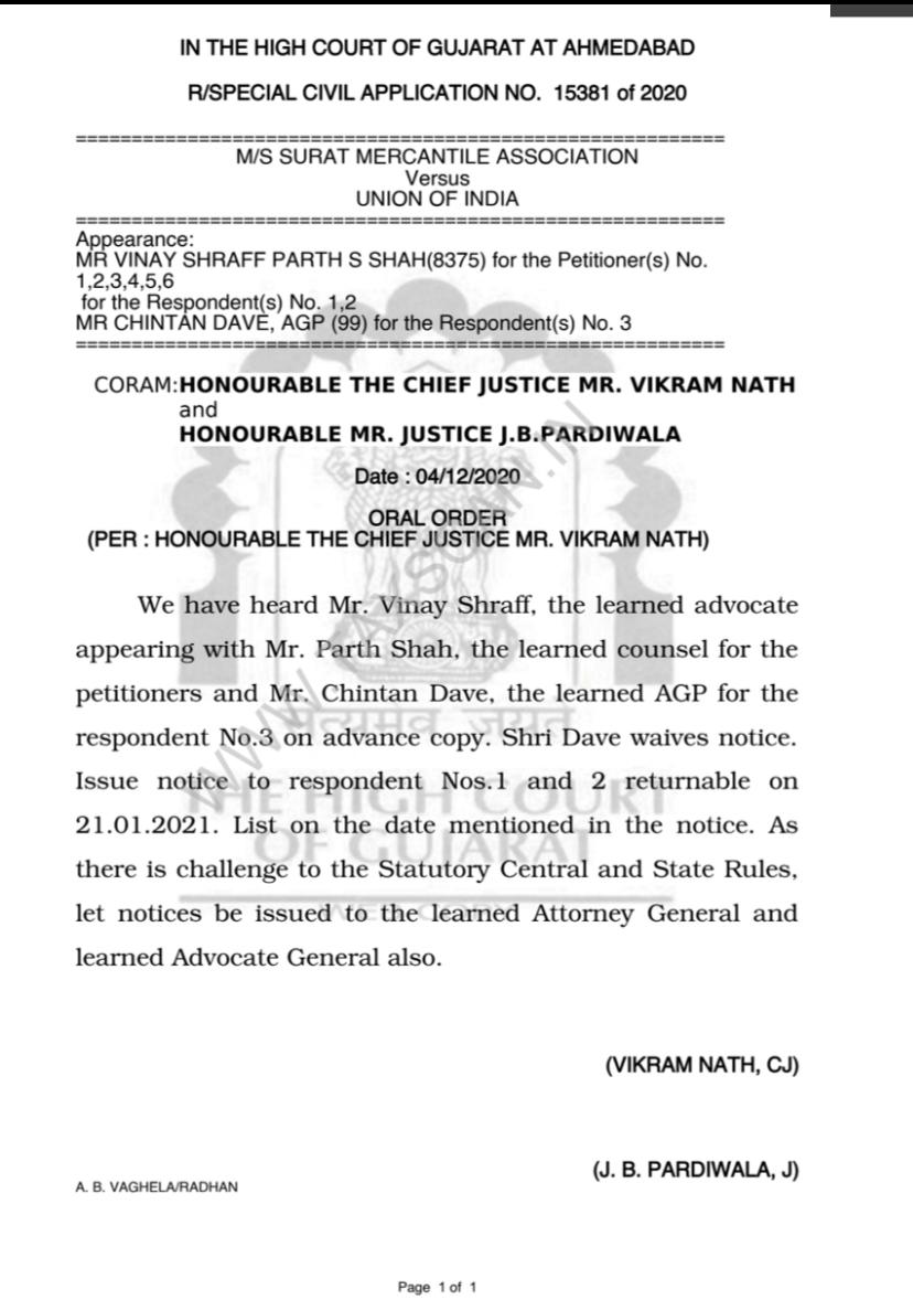 Gujarat HC in the case of M/s Surat Mercantile Association Versus Union of India