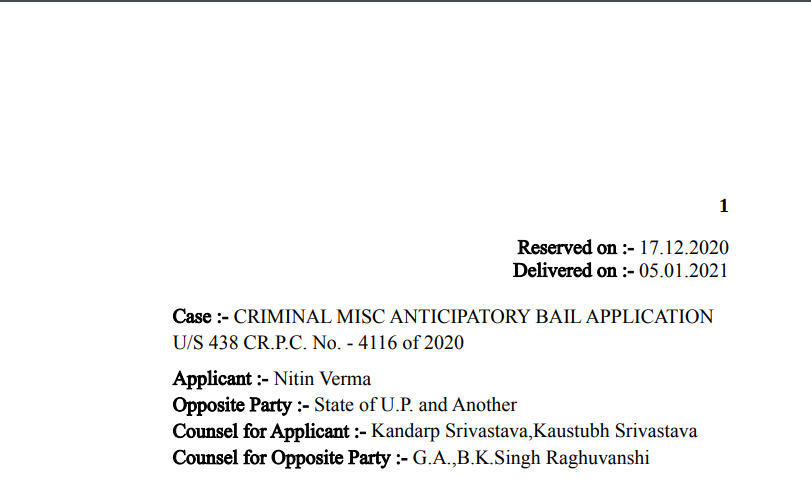 Allahabad HC in the case of Nitin Verma Versus The state of U.P.