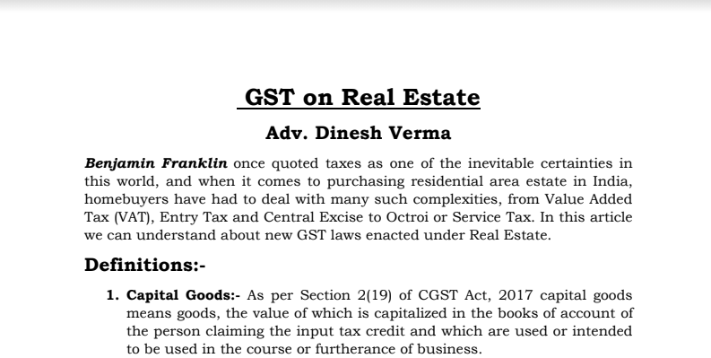 GST on Real Estate