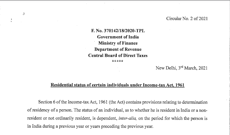 Circular No. 2 of 2021: CBDT