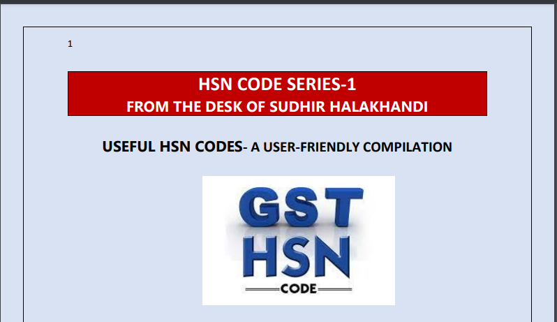 Useful HSN Codes- A User-Friendly Compilation