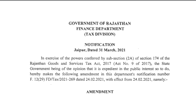Amnesty Scheme of Rajasthan
