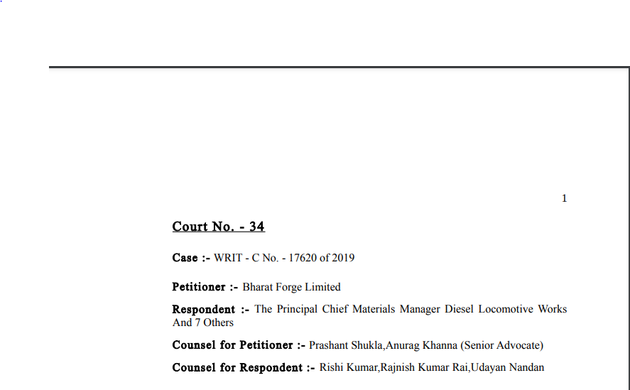 Allahabad HC in the case of Bharat Forge Limited