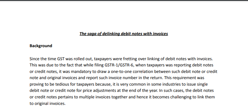 The saga of delinking debit notes with invoices