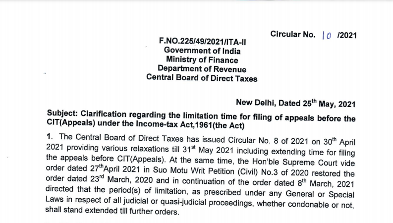 Circular No. 10/2021: CBDT
