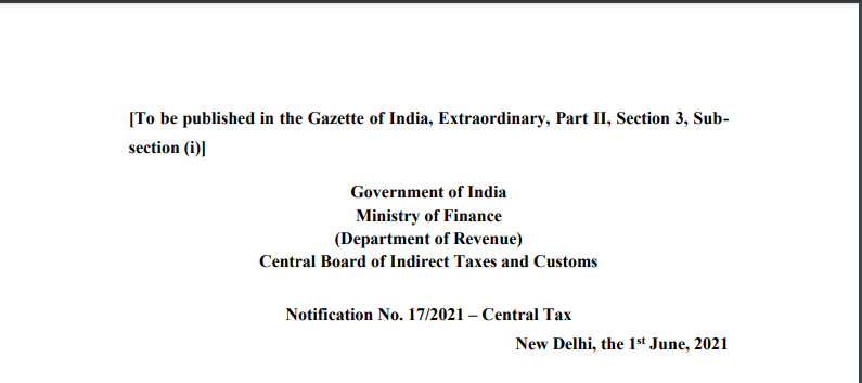Notification No. 17/2021 – Central Tax
