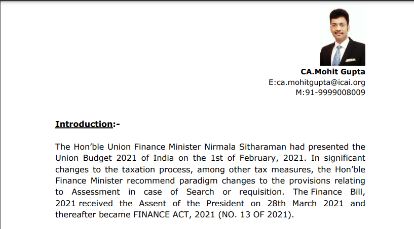 New Regime of Income Tax Search and Seizure Assessments - Glaring Implications. 