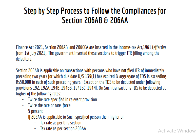 Step by Step Process to Follow the Compliances for Section 206AB & 206AA