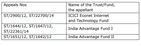 CESTAT Order in the case of M/s. ICICI Econet Internet And Technology Fund